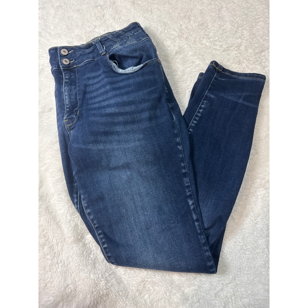 KanCan Skinny Jeans Womens 32 Blue Excellent High Rise Double Button KC7415